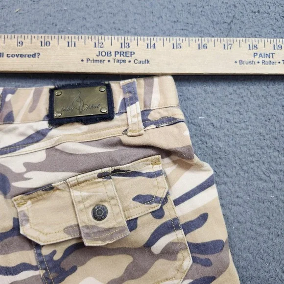Baby Phat Pants Juniors 9 Beige Camo Cargo Straight Leg Beaded Embroidered - Picture 11 of 12